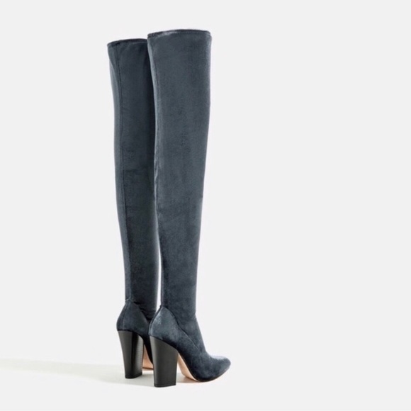 ZARA BLOGGERS FAV OVER THE KNEE VELVET BOOTS BRAND NEW WITH TAGS US 6.5 EUR 37 - Picture 9 of 14